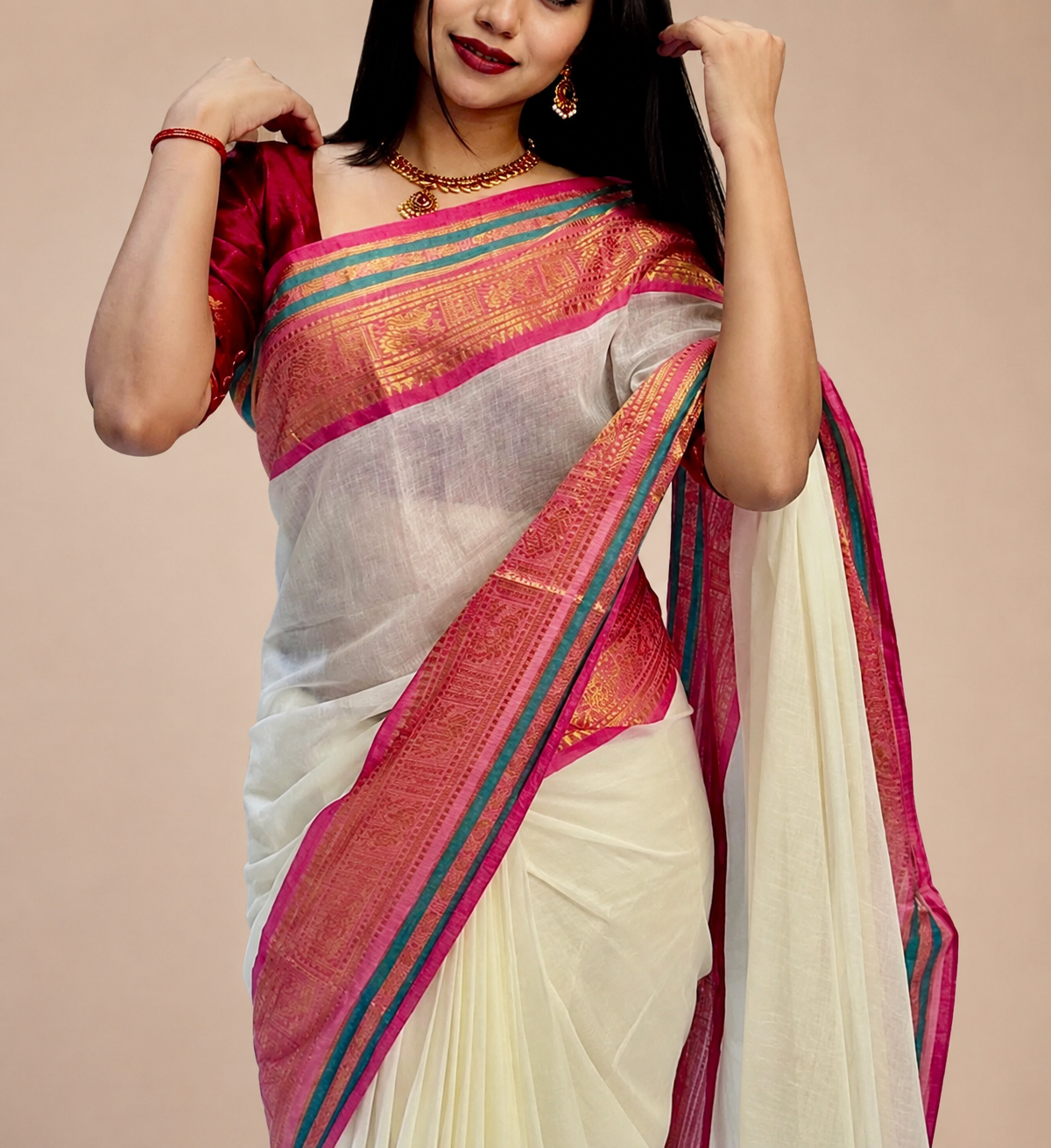 Mul mul Cotton Saree- Kanchi Border- MM704