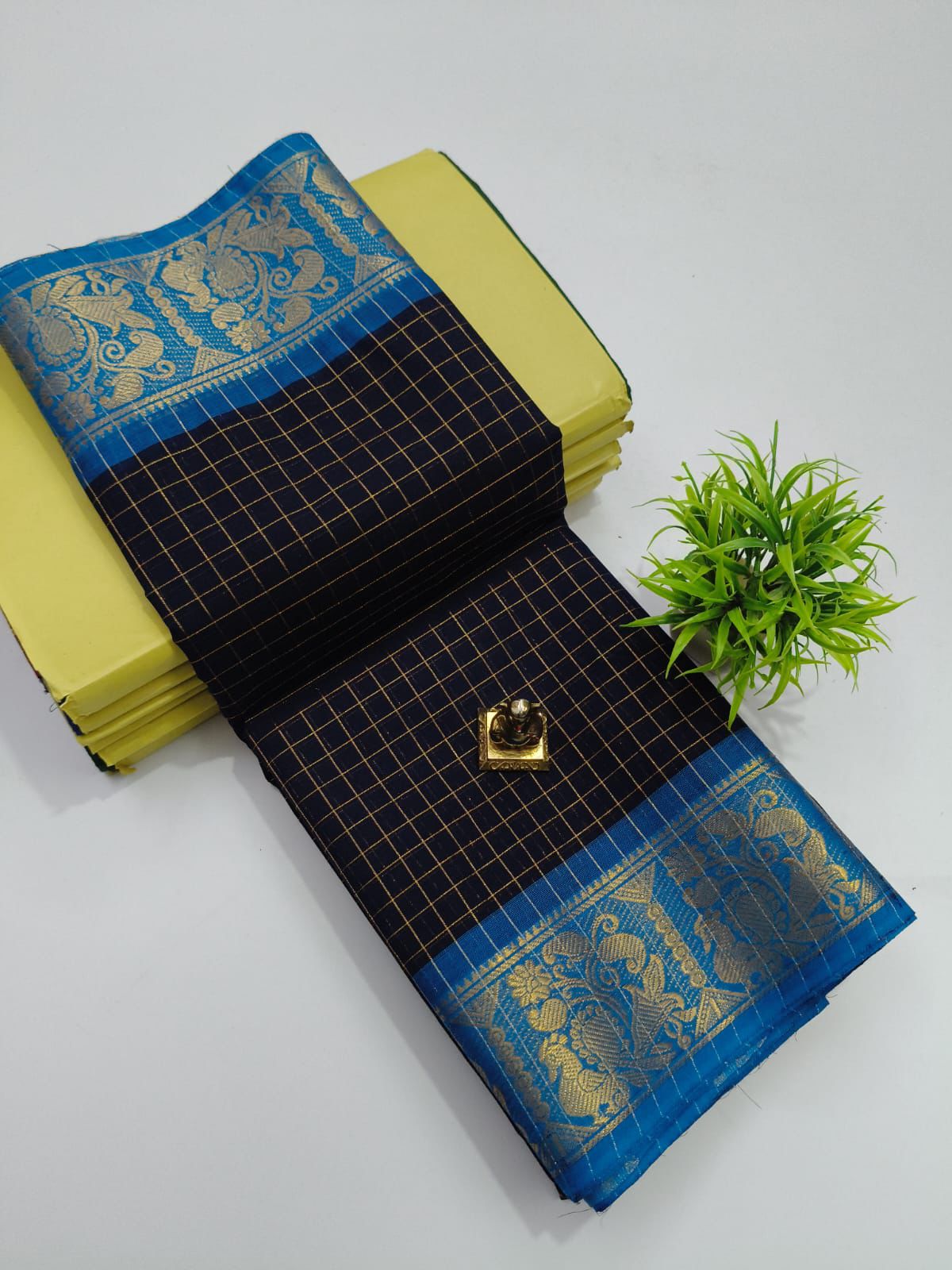 Chettinad Check Kanchi Cotton Saree- C603