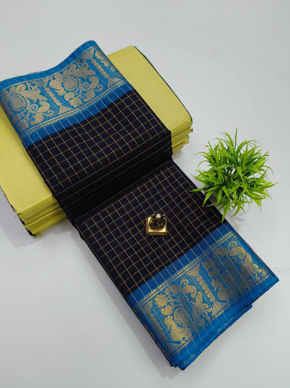 Chettinad Check Kanchi Cotton Saree- C603