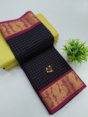 Chettinad Check Kanchi Cotton Saree- C603