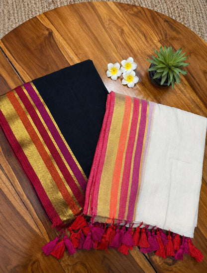 Mul Mul Cotton Saree- Kasavu Border- MM706