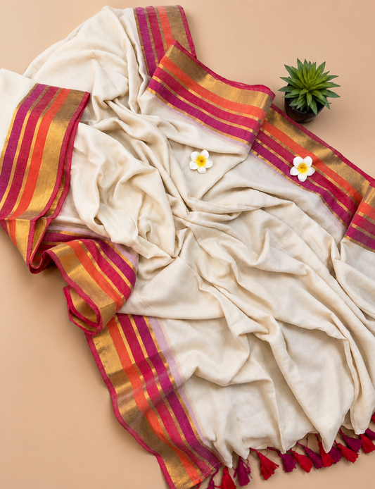 Mul Mul Cotton Saree- Kasavu Border- MM706